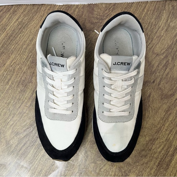 J. Crew White Gray Black Colorblock Leather Trainers Sneakers Size 7 - Picture 3 of 12